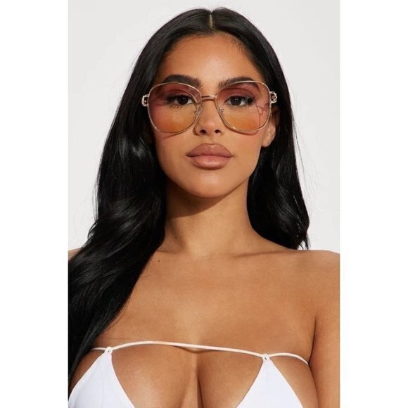 Desert Daze Round Frame‎ Metal Frame Gradient Lens Temple Design Sunglasses Pink main image 6